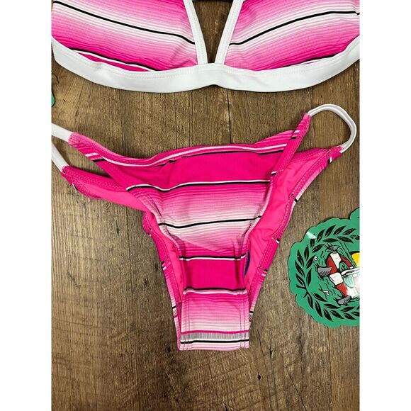 Dixxon Flannel Co Serape Striped Pink Bikini Two Piece Swimsuit Women's S NWT - Picture 3 of 8